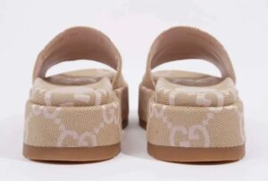 GG Jumbo Platform Slide Sandal Beige Light Pink Canvas