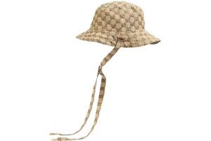 GG Reversible Hat Canvas and Nylon Beige/Brown