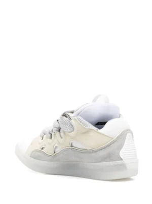 Lanvin Curb Lace-Up Sneakers White Grey