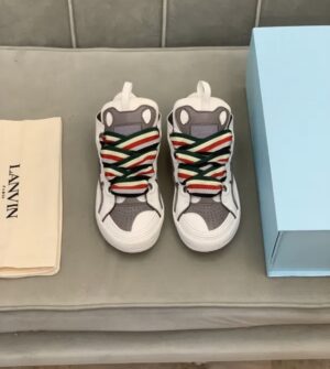 Lanvin Curb Lace-Up Sneakers White Green