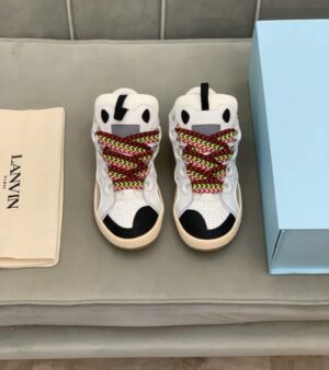 Lanvin Curb Lace-Up Sneakers White Brown