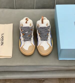 Lanvin Curb Lace-Up Sneakers White