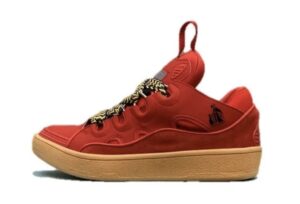 Lanvin Curb Lace-Up Sneakers Red