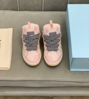 Lanvin Curb Lace-Up Sneakers Pink Pale