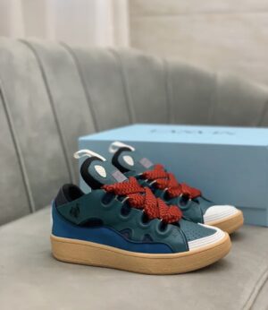 Lanvin Curb Lace-Up Sneakers Dark Blue