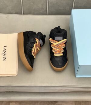 Lanvin Curb Lace-Up Sneakers Black Brown