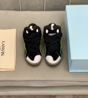 Lanvin Curb Lace-Up Sneakers Black Blue White