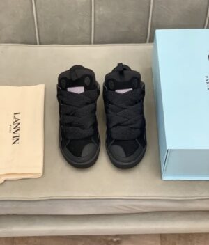 Lanvin Curb Lace-Up Sneakers Black