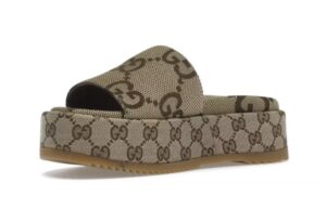 Gucci Sandal Platform 55mm Angelina Camel Canvas